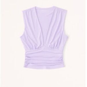 Abercrombie Cropped V Neck Ruched Top